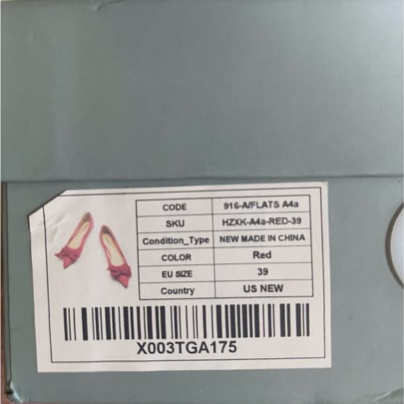 NIB C.Paravano Red Pointy Bow Flats (Aida) Size 39 or 8.5 - Picture 10 of 11